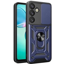 šarvuotas Dėklas Su Fotoaparato žiedo Stovu samsung Galaxy S25+ Hybrid Armor Camshield - Mėlynas