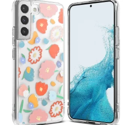 šarvuotas Dėklas Su Gelio Rėmeliu Galaxy S22+ Fusion Design Floral Skaidrus