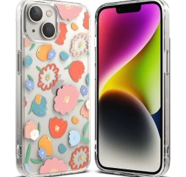 šarvuotas Dėklas Su Gelio Rėmeliu Iphone 14 Plus Fusion Design Floral Skaidrus