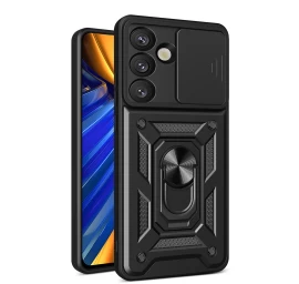 šarvuotas Dėklas Su Kameros Apsaugos Stovu, Skirtas infinix Note 50 Pro 4g Hybrid Armor Camshield - Juodas