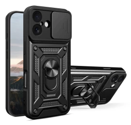 šarvuotas Dėklas Su Kameros Dėklu iphone 17 Hybrid Armor Camshield - Juodas