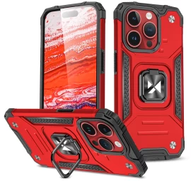 šarvuotas Dėklas Su Pirštų Laikikliu iphone 15 Pro Ring Armor, Raudonas