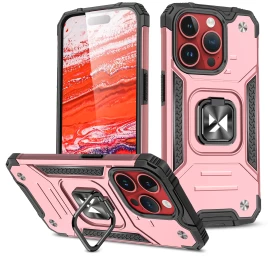 šarvuotas Dėklas Su Pirštų Laikikliu Iphone 15 Pro Ring Armor Rožinio Aukso Spalvos