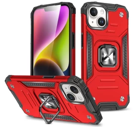 šarvuotas Dėklas Su Pirštų Laikikliu Iphone 15 Ring Armor Raudonas