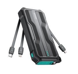 šarvuotas Lauko Maitinimo Bankas 10000 Mah Su Usb-c Microusb Lightning Laidais Ir žibintuvėliu - Juodas šarvuotas Lauko Maitinimo Bankas 10000 Mah Su Usb-c Microusb Lightning Laidais Ir žibintuvėliu - Juodas