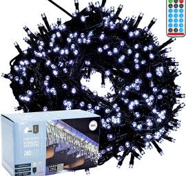 Saulės Energija Maitinama šviesos Grandinė, 240 Led, 13 Funkcijų, Balta