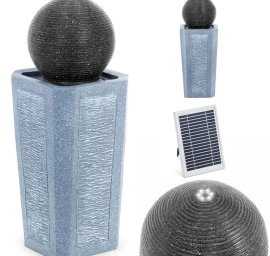 Saulės Sodo Fontano Kaskada Su Led Apšvietimo Rutuliu Ant Kolonos 3 W