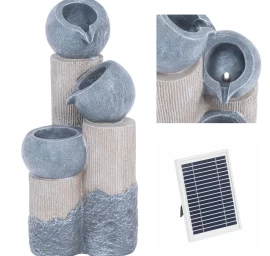 Saulės Sodo Fontano Kaskada Su Led Apšvietimu 3 Vazonai Ant 2 W Stulpelių