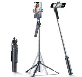 Selfie Lazda Su Išmaniojo Telefono Laikikliu Teleskopinis Trikojis 1,3 M - Juoda