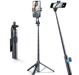 Selfie Lazda Su Išmaniojo Telefono Laikikliu Teleskopinis Trikojis 1,7 M - Juoda