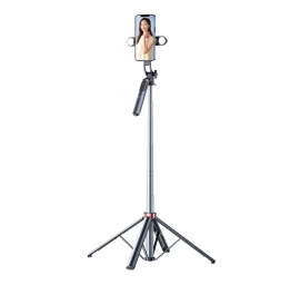 Selfie Lazda Teleskopinis Fotostovas Su Dviguba šviesa Ir 1,75 M Ilgio Telefono Laikikliu