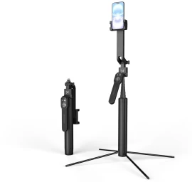 Selfie Lazdos Nuotraukų Stovas Su 360 Ai Veido Sekimu Ir Valdymu Gestais - Juodas