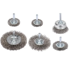 Šepečių vielinių su koteliu rinkinys (6vnt) INOX