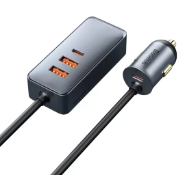 share Together 2x Usb 2x Usb-c 120w Pps Qc Pd Automobilinis įkroviklis Pilkos Spalvos