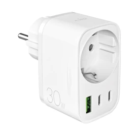 Sieninis įkroviklis Su schuko Kištuku Usb-c Usb-a 30 W Power Delivery - Baltas
