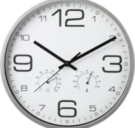 Sieninis Laikrodis 30 Cm Su Termometru Sidabrinis