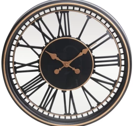 Sieninis Laikrodis Su Romėniškais Skaitmenimis 60 Cm Juodai Auksinis