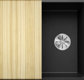 Silgranitinė plautuvė AXIA III 45 S-F SILG PDUR Antracitas Z.ES InFino M.AF su medine lentele