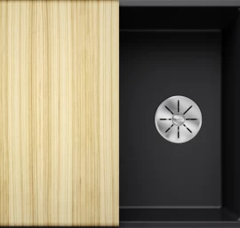 Silgranitinė plautuvė AXIA III 45 S-F SILG PDUR Juoda Z.ES InFino M.AF su medine lentele