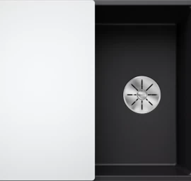 Silgranitinė plautuvė AXIA III 45 S-F SILG PDUR Juoda Z.GL InFino M.AF su stikline lentele