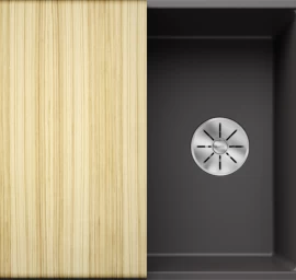 Silgranitinė plautuvė AXIA III 45 S-F SILG PDUR Pilka Z.ES InFino M.AF su medine lentele