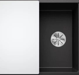 Silgranitinė plautuvė AXIA III 45 S SILG PDUR Antracitas Z.GL InFino M.AF,su stikline lentele