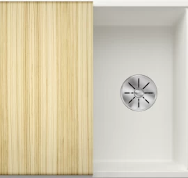 Silgranitinė plautuvė AXIA III 45 S SILG PDUR Balta Z.ES InFino M.AF su medine lentele