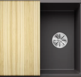 Silgranitinė plautuvė AXIA III 45 S SILG PDUR Pilka Z.ES InFino M.AF, su medine lentele