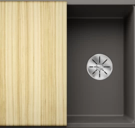 Silgranitinė plautuvė AXIA III 45 S SILG Pilka Z.ES InFino M.AF su medine lentele