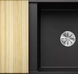 Silgranitinė plautuvė AXIA III 5 S-F SILG PDUR Antracitas Z.ES InFino M.AF su medine lentele