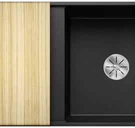 Silgranitinė plautuvė AXIA III 5 S-F SILG PDUR Juoda Z.ES InFino M.AF su medine lentele