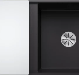 Silgranitinė plautuvė AXIA III 5 S-F SILG PDUR Juoda Z.GL InFino M.AF su stikline lentele