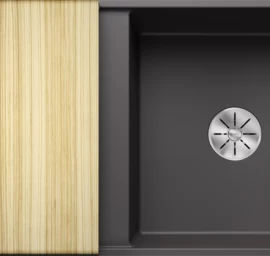 Silgranitinė plautuvė AXIA III 5 S-F SILG PDUR Pilka Z.ES InFino M.AF su medine lentele