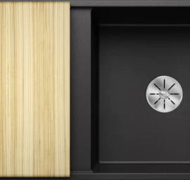 Silgranitinė plautuvė AXIA III 5 S SILG PDUR Antracitas Z.ES InFino M.AF su medine lentele