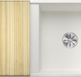 Silgranitinė plautuvė AXIA III 5 S SILG PDUR Balta Z.ES InFino M.AF su medine lentele