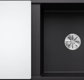 Silgranitinė plautuvė AXIA III 5 S SILG PDUR Juoda Z.GL InFino M.AF, su stikline pjaustymo lentele