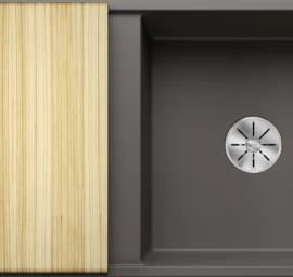 Silgranitinė plautuvė AXIA III 5 S SILG Pilka Z.ES InFino M.AF su medine lentele