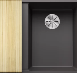 Silgranitinė plautuvė AXIA III 6 S-F RE SILG PDUR Pilka Z.ES InFino M.AF su medine lentele ir nuvarvėjimo indu