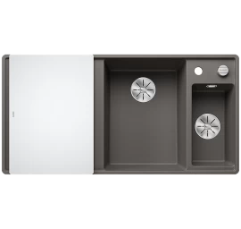 Silgranitinė plautuvė AXIA III 6 S-F RE SILG Pilka Z.GL InFino M.AF su stikline lentele ir nuvarvėjimo indu