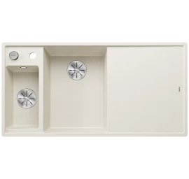 Silgranitinė plautuvė AXIA III 6 S LI SILG Balta Z.ES InFino M.AF su medine lentele ir nuvarvėjimo indu