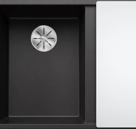 Silgranitinė plautuvė AXIA III 6 S LI SILG PDUR Antracitas Z.GL InFino M.AF su stikline lentele ir nuvarvėjimo indu