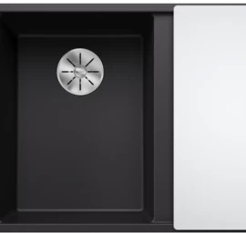 Silgranitinė plautuvė AXIA III 6 S LI SILG PDUR Juoda Z.GL InFino M.AF su stikline lentele ir nuvarvėjimo indu