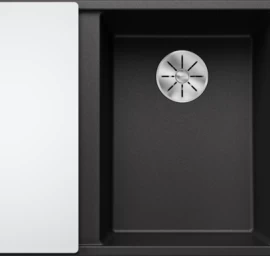 Silgranitinė plautuvė AXIA III 6 S RE SILG PDUR Antracitas Z.GL InFino M.AF su stikline lentele ir nuvarvėjimo indu