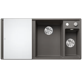 Silgranitinė plautuvė AXIA III 6 S RE SILG Pilka Z.GL InFino M.AF su stikline lentele ir nuvarvėjimo indu