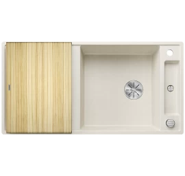 Silgranitinė plautuvė AXIA III XL 6 S SILG Balta Z.ES InFino M.AF su medine lentele