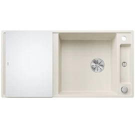 Silgranitinė plautuvė AXIA III XL 6 S SILG Balta Z.GL InFino M.AF su stikline lentele