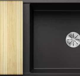 Silgranitinė plautuvė AXIA III XL 6 S SILG PDUR Antracitas Z.ES InFino M.AF su medine lentele