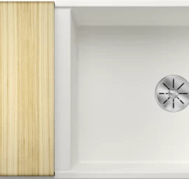 Silgranitinė plautuvė AXIA III XL 6 S SILG PDUR Balta Z.ES InFino M.AF su medine lentele