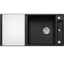 Silgranitinė plautuvė AXIA III XL 6 S SILG PDUR Juoda Z.GL InFino M.AF su stikline lentele