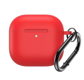 Silikoninė įmautė airpods 4 Su Karabinu - Raudona